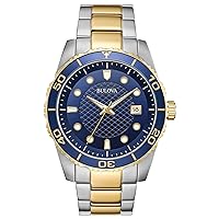 Bulova Classic Two-Tone Stainless Steel 3-Hand Date Calendar Quartz, Blue Dial Style: 98A200