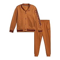 Reebok Boys' Pants Set - 2 Piece Fleece Varsity Jacket and Jogger Sweatpants - Outerwear Sweatshirt and Pants for Boys (8-12)