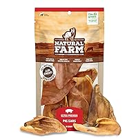 Natural Farm Pig Ears for Dogs (8-Pack), One Ingredient: Natural Whole Pigs Ears, Air Dried, Long-Lasting & Highly Digestible Treats, Great for Puppy and Large/Medium Dogs