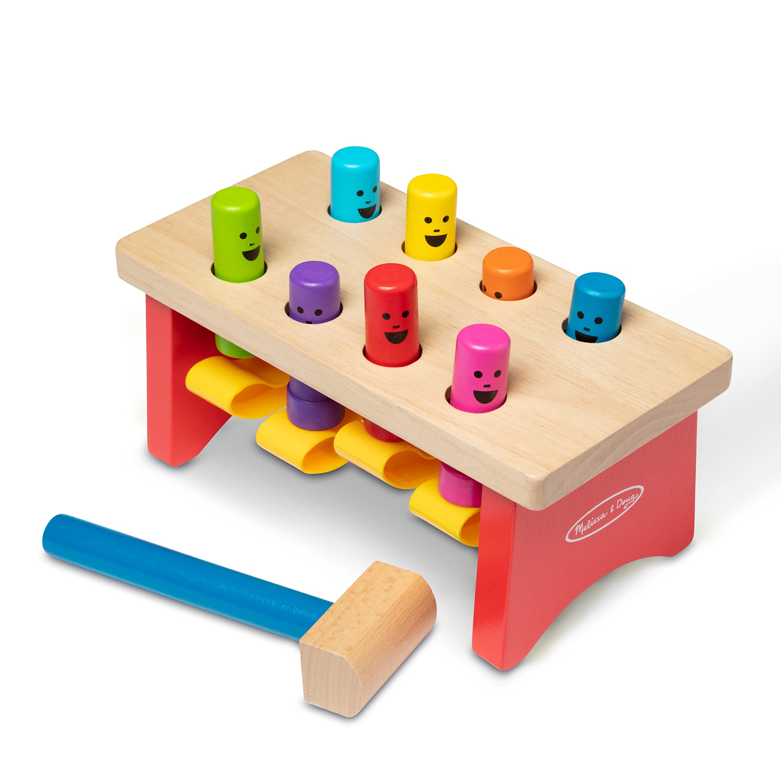 Melissa & Doug Deluxe Pounding Bench Wooden Toy With Mallet - STEAM Toddler Toy