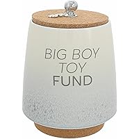 Pavilion - Big Boy Toy Fund 6.5-inch Unique Ceramic Piggy Bank Savings Bank Money Jar with Cork Base and Cork Lid, Ombre Gray