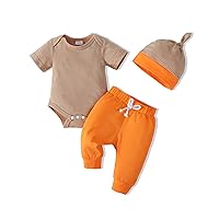 SUNNY PIGGY Baby Boy Clothes Newborn Boy Outfit Infant Romper Winter Fall Long Pants Set Hat 3PC