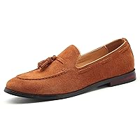 Mens Fashion Shoes Casual Dress Tassel Slip on Driving Flats Suede Loafers Black Brown Tan