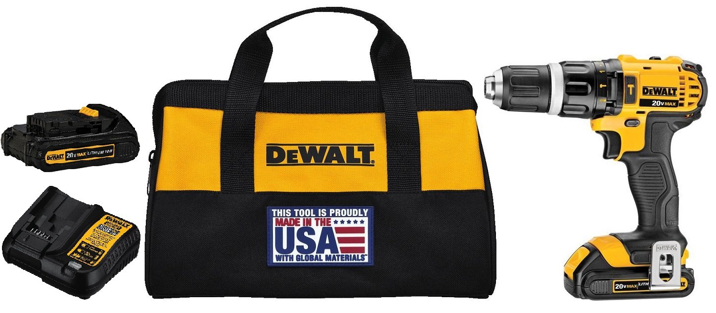 DEWALT 20V MAX* Hammer Drill, Compact, 1.5-Amp Hour (DCD785C2)