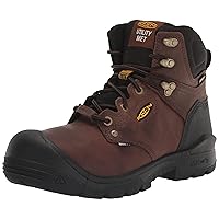 KEEN Utility Men's Independence 6” Composite Toe Internal Metatarsal Guard Waterproof Work Boots, Dark Earth/Black, 11