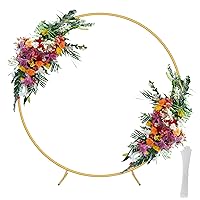 6.6ft Round Backdrop Stand, Stable Circle Balloon Arch Metal Frame for Wedding Birthday Party Baby Shower Decoration(Gold)