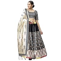 Printed designer lehenga choli with Dupatta, Ethnic indian party/wedding wear, indian dress, Semi Stitched Lehenga Crop Top black chaniya choli