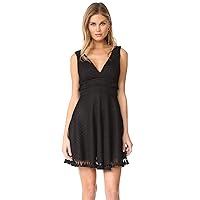 Women's Kiss Me in The Candlelight Deep V Lace Fit & Flare Tassel Dress