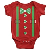 Threadrock Baby Boys' Green Tuxedo Bow Tie & Suspenders Infant Bodysuit