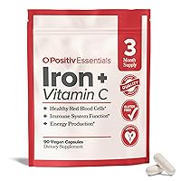 Advanced Absorption Iron with Vitamin C Capsules - 90 Servings, 3 Month Bulk Supply - Vegan Iron Supplement for Men & Women