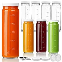 8 Pack 20 Oz Travel Glass Drinking Bottles Jars - 100% Airtight Heavy Duty Sturdy SCREW Lids w Silicone - Reusable Glass Water Bottles for Juicing, Kombucha, Vanilla Extract