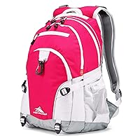 High Sierra Loop Backpack, Travel, or Work Bookbag with tablet sleeve, One Size, Pink Punch/White/Ash