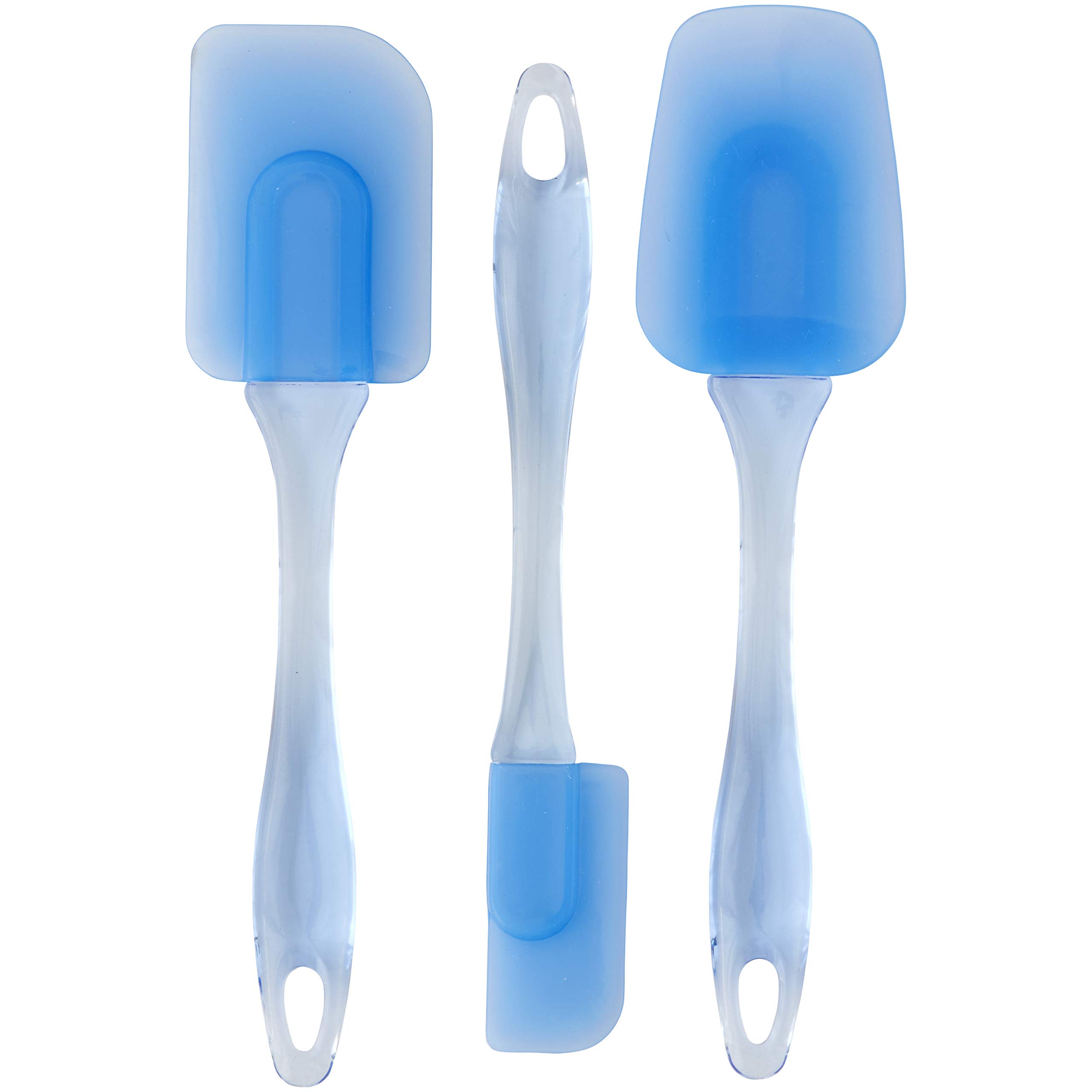 Wilton Easy Flex Silicone Spatula Set, Your Go-To Tools for Mixing, Folding, Scraping, Cooking and Serving., Blue, 3-Piece