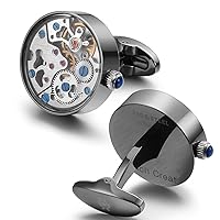 Stainless Steel Silver Working Mechanical Movement Cufflinks/Unique Gift for Men