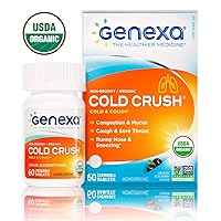 Genexa Cold Crush - 60 Tablets – Multi-Symptom Cough & Cold Remedy - Certified Vegan, Organic, Gluten Free & Non-GMO - Homeopathic Remedies (Pack of 4)