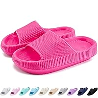 rosyclo Cloud Slides for Kids, Toddler Pillow Slippers Shower Bathroom Non-Slip Open Toe Super Soft Comfy Thick Sole Cozy Boys Girls Home House Cloud Cushion Slide Sandals for Indoor Outdoor Shoes