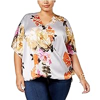 Inc International Concepts Plus Size Printed Surplice Top, Created for Macy's
