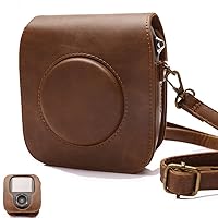 For Fujifilm Square SQ10 Camera, Classic Vintage PU Leather Compact Case Bag with Adjustable Shoulder Strap to protect Fuji SQ10 Camera Brown