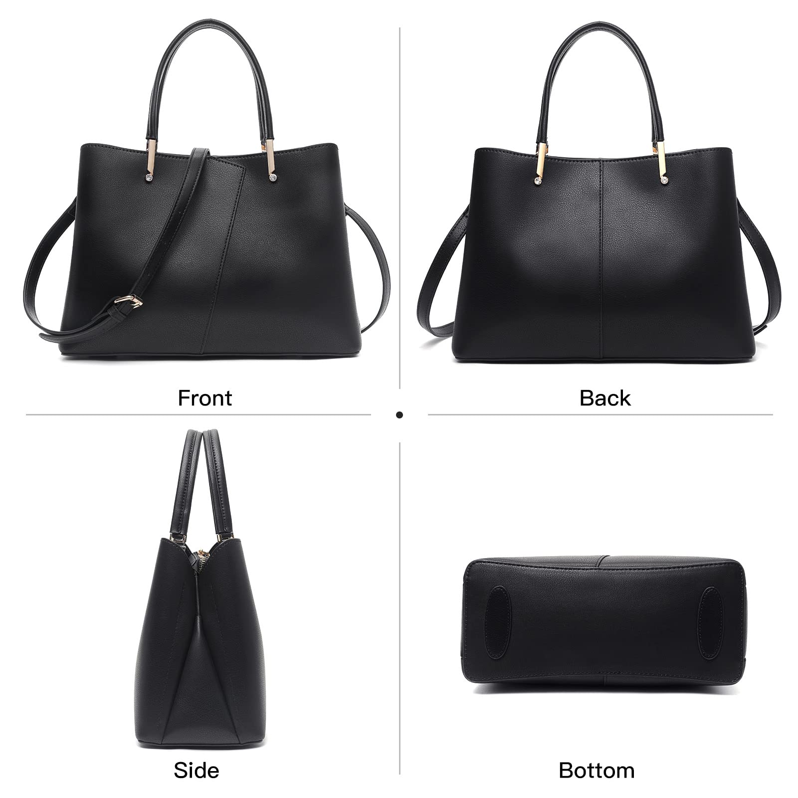 HENG REN Women's Leather Handbags Shoulder Bags,Medium Classical Style Purses Top Handle Satchel Bag for daily.
