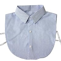 Detachable Blue Stripe Fake Collar Half Shirt Blouse Dickey Lapel False Collar