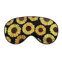 Sleep Mask Compatible with Geometric Yellow Sunflower Black Sleeping Eye Mask for Women Men Night Blindfold, Luxury Light Blocking Eye Cover Eye Shade with Adjustable Strap for Travel, Nap, Yoga