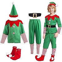 Santa's Helper Kids Costume Outfit for Girls Boys Christmas Child Holiday Dress Suit Set
