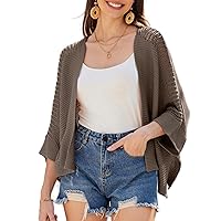 GRACE KARIN Women's Shawl Poncho Cape Cardigan Sweater Open Front for Spring Summer Knitted Plaid Shawl Cape Cardigan Sweater