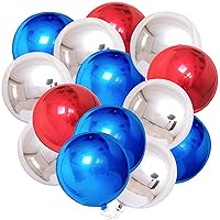 Big, 22 Inch Royal Blue Balloons - Red Silver Foil Balloons Decorations | 4th of July Balloons for 4th of July Decorations | Chrome Balloons for Independence Day Decorations,Patriotic Decorations