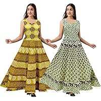 Jessica-Stuff Women Printed Pure Cotton Stitched Anarkali Gown Wedding Dress Pack Off 2 (17098)