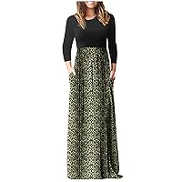 Dresses for Women 2023 Dressy Casual Short Sleeve Crewneck Sundress Summer Boho Floral Empire Waist Beach Maxi Dress