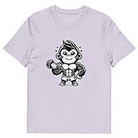 Googi Cheerful Gorilla with Dumbbell Fitness Pose Eco-Friendly Organic Cotton Graphic T-Shirt