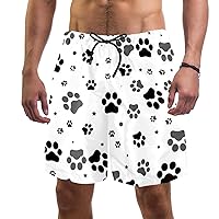 Cat Footprints Quick Dry Swim Trunks Men's Swimwear Bathing Suit Mesh Lining Board Shorts with Pocket, L