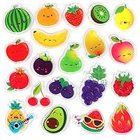 20 PCS Fruits Thick Gel Clings Fruits Window Gel Clings Decals Stickers for Kids Toddlers and Adults Home Airplane Classroom Nursery Fruits Party Supplies Decorations Removable and Reusable