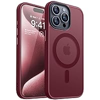 CANSHN Magnetic Designed for iPhone 15 Pro Case [Compatible with Magsafe] [Translucent Matte] Slim Thin Shockproof Protective Bumper Cover Phone Case for iPhone 15 Pro 6.1 Inch - Wine Red
