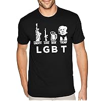 Men's Donald Trump 2020 LGBT Liberty Beer Elections Tee Political Men's Crewneck T-Shirt