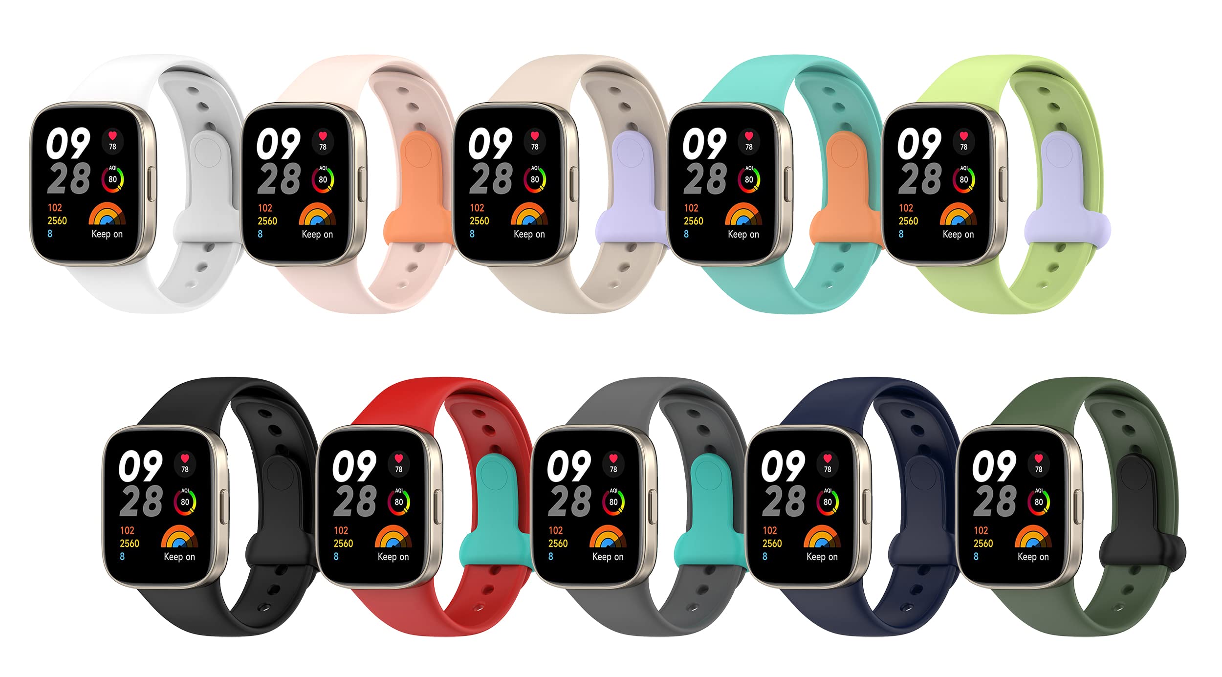 Lemspum Sport Silicone Wrist Bands Compatible with Xiaomi Redmi Watch 3/ Mi Watch Lite 3 Replacement Accessories Strap Waterproof One Size 5.5