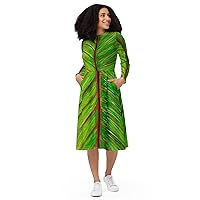 Line in Nature 8 | All-Over Print Long Sleeve midi Dress