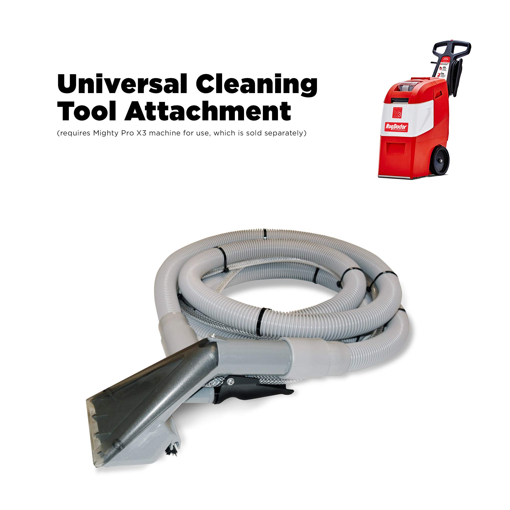 Rug Doctor Universal Attachment for X3 Commercial Cleaner, 12-ft Hose, for Carpet, Rugs, Upholstery, Stairs, Mattresses, Hand Tool, 12', Grey