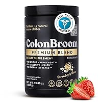 ColonBroom Premium Weight Loss Supplement (Strawberry) - Colon Broom Psyllium Husk Fiber Powder Drink - Gluten Free, Non-GMO Colon Cleanse for Bloating Relief & Gut Health, 60 Servings