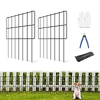 10 Pack Garden Animal Barrier Fence, 1.65inch Spike Spacing No Dig Fence, Reusable Rustproof Metal Defense Border, Dogs Rabbits Blocker Fence for Outdoor Yard, Total 10.8ft(L) x 17inch(H)
