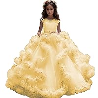 ZHengquan Flower Girls' Wedding Prom Dresses Runched Pleated Lace Pageant Ball Gowns First Communion Dresses for Girls