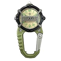 Dakota Watch Microlight, Clip Watch, Flashlight and Watch, Outdoor Gifts for Men, Use for Field and Work Watch, Tactical Watch with LED Flashlight with or Without Dial Protector - Green - Dial Cage