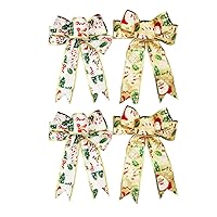 BESTOYARD 4pcs Bows Ribbon Decor for Gift Presents Weddings car Party Decoration (Golden and Silver)