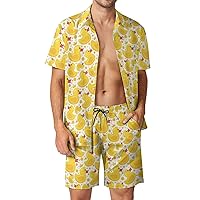 Yellow Rubber Duck Hawaiian Shirt And Shorts 2 Piece Summer Shirt for Vacation Casual Beach Suits
