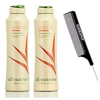 All-Nutrient SMOOTH Shampoo & Conditioner DUO SET, CONTROLS Curl & Hair Frizz (w/Sleek Comb) UV+ Color Protection, 100% Vegan (12 oz + 12 oz DUO KIT)