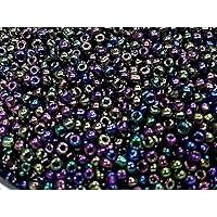 Dark Rainbow Round Rocaille Glass Seed Beads for Making Bracelet,Necklace,Jewelry,Embroidery Work, Art & Craft, Package of 50 Grams Size 11/0 or 2 mm MTC-T70-59155 (1)-1-551