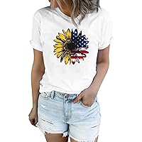 Womens Tops Long Sleeve Dressy Casual Sunflower Graphic Tee T Shirt for Women Short Sleeve Summer Graphic Casu