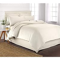 King Duvet Cover 3 Piece Set, Genuine 100% Organic Viscose Derived from Bamboo, Luxuriously Soft and Cooling, Includes 2 Pillowcases (King, Ivory)