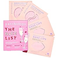 Rosé Lip Mask and Under Eye Patches Skin Care Kit - Heal Dry, Chapped Lips with Hyrdating Lip Gels (2 Pair) - Soothe Puffy Eyes with Hyaluronic Acid and Resveratrol Eye Gels - (2 Pair)