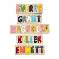Personalized Wooden Name Puzzle for Kids, USA Made, Montessori Toy for Baby or Toddler, First Birthday Gift, Easter or Christmas Gift for Boy & Girl. 1-3